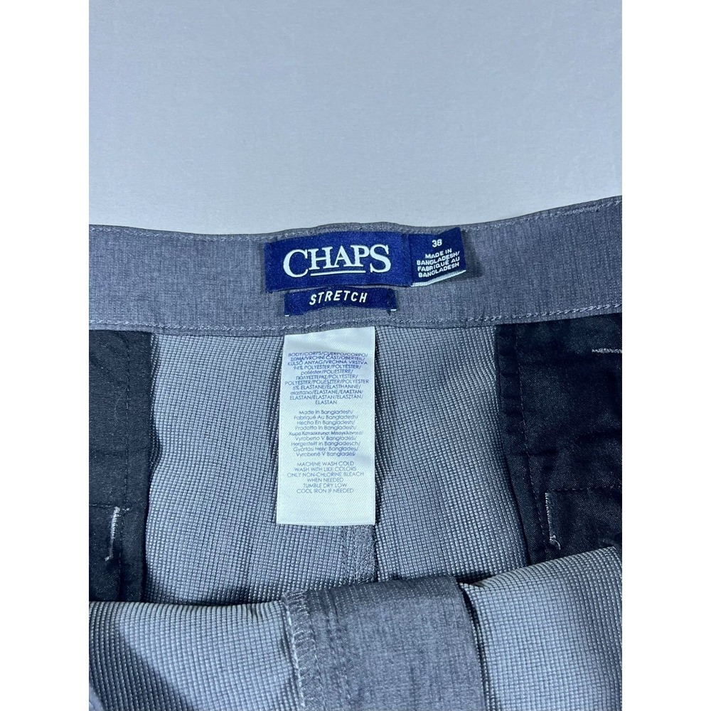 Chaps Mens Stretch Cargo Shorts Gray Performance Golf Flat Front Size 38 - Picture 3 of 11